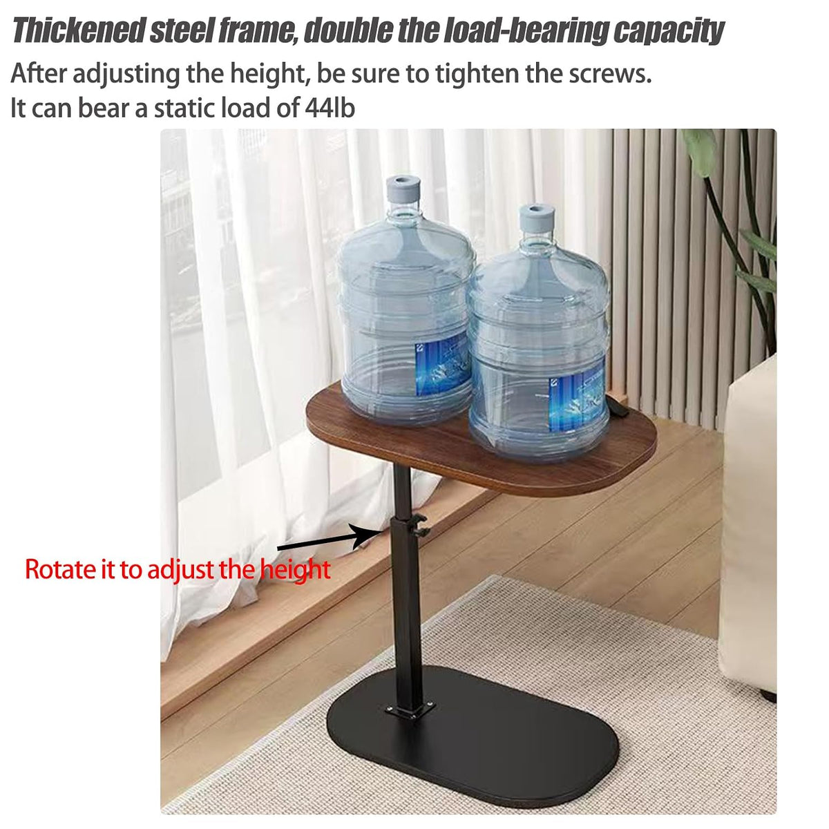 Premium Adjustable Pedestal Side Table – Nut Brown