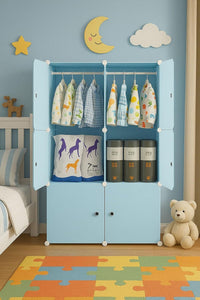 Premium 6-Door 6-Shelf Kids Modular Plastic Wardrobe Cabinet – Blue
