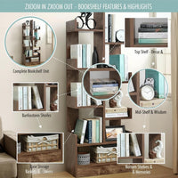 Premium 8-Tier Zigzag Wooden Bookshelf – Wenge