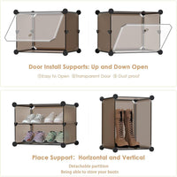 Premium 8-Door 16-Shelf Modular Plastic Shoe Storage Cabinet – Black
