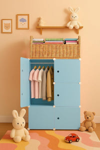Premium 6-Door 6-Shelf Kids Modular Plastic Wardrobe Cabinet – Blue