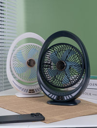 Premium 4000mAh Rechargeable Table Fan with 5-Speed Modes & LED Light – White