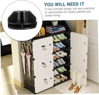 Premium 6-Door 12-Layer Double-Row Plastic Shoe Storage Cabinet | Dustproof Modular Shoe Rack | Black & White