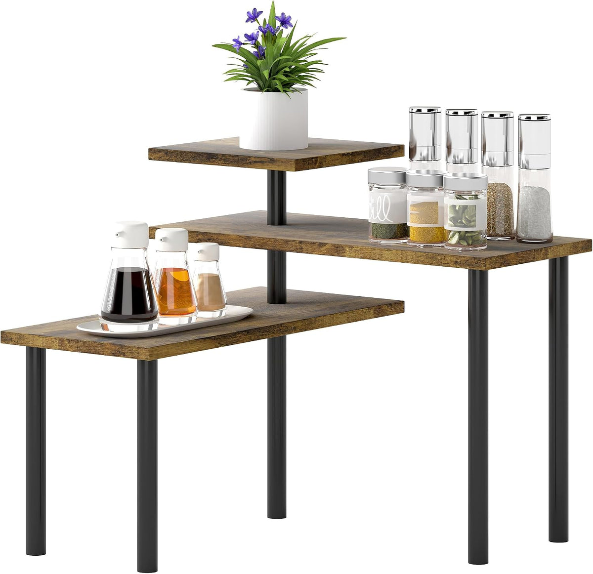 Premium 3-Tier Adjustable Corner Storage Shelf – Brown
