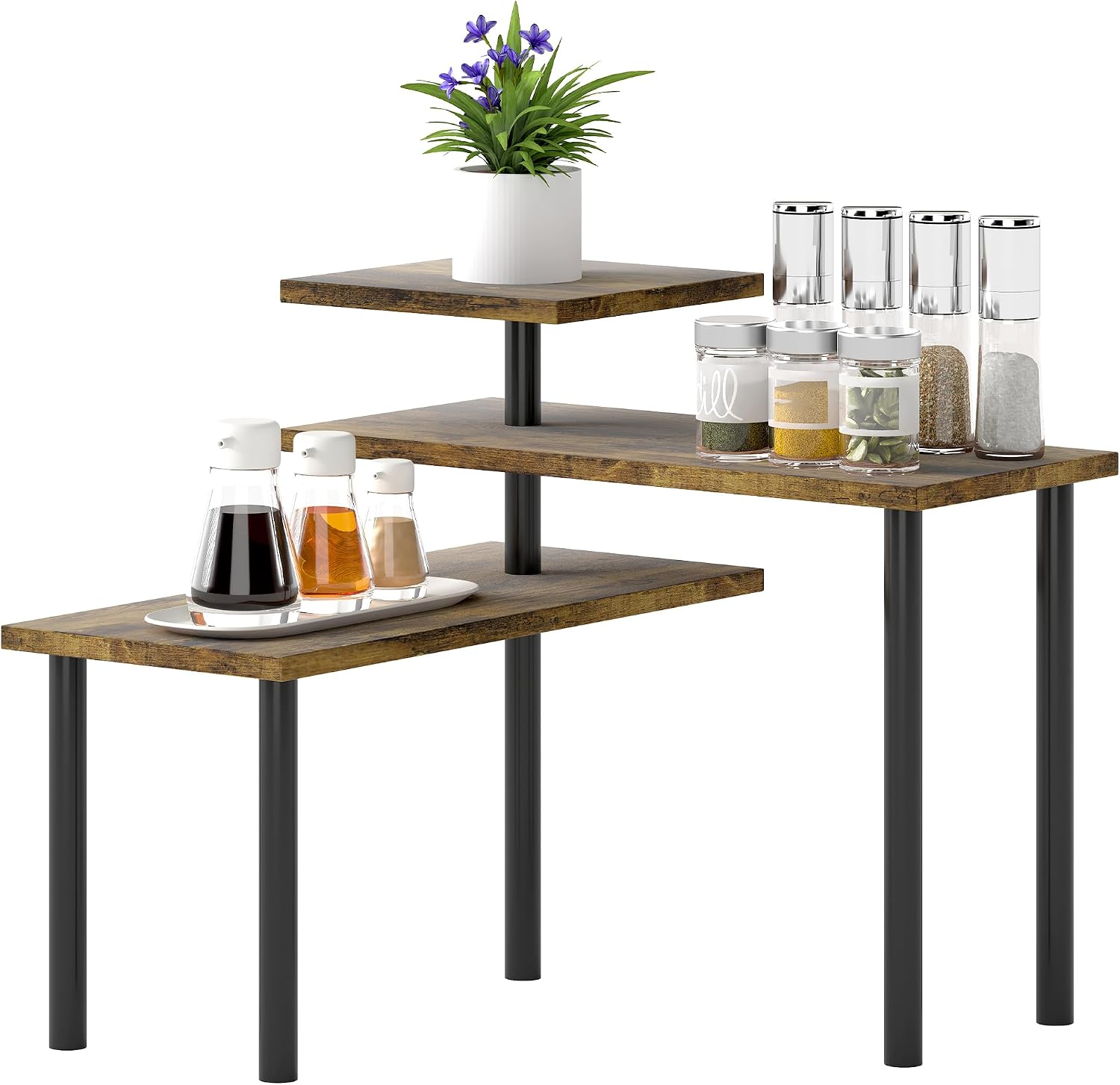 Premium 3-Tier Adjustable Corner Storage Shelf – Brown
