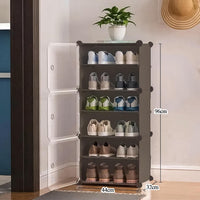 Premium 3-Door 6-Layer Plastic Shoe Storage Cabinet | Dustproof Modular Shoe Rack | Grey