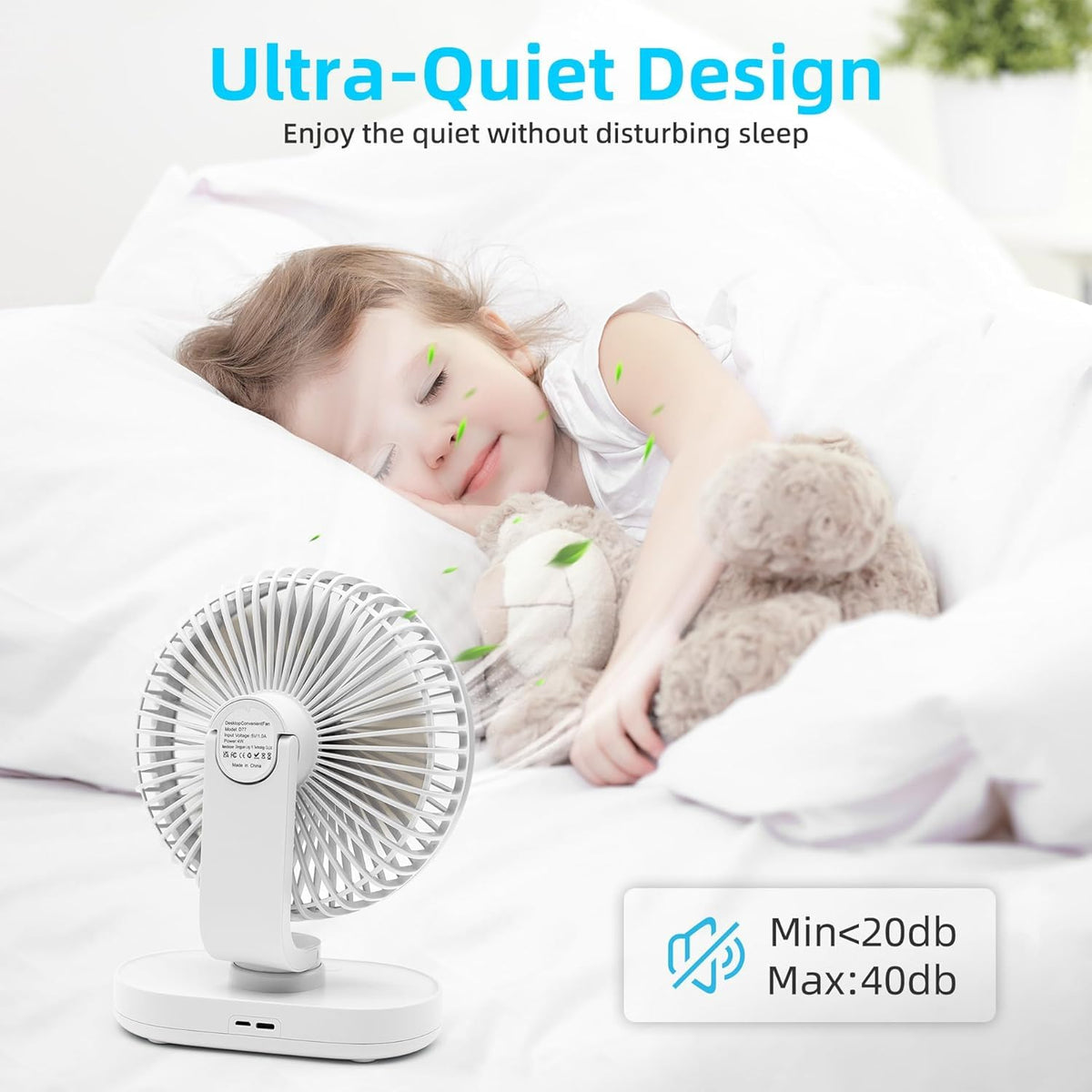 Premium 4000mAh Rechargeable Desk Fan with 4-Speed Modes – Silver