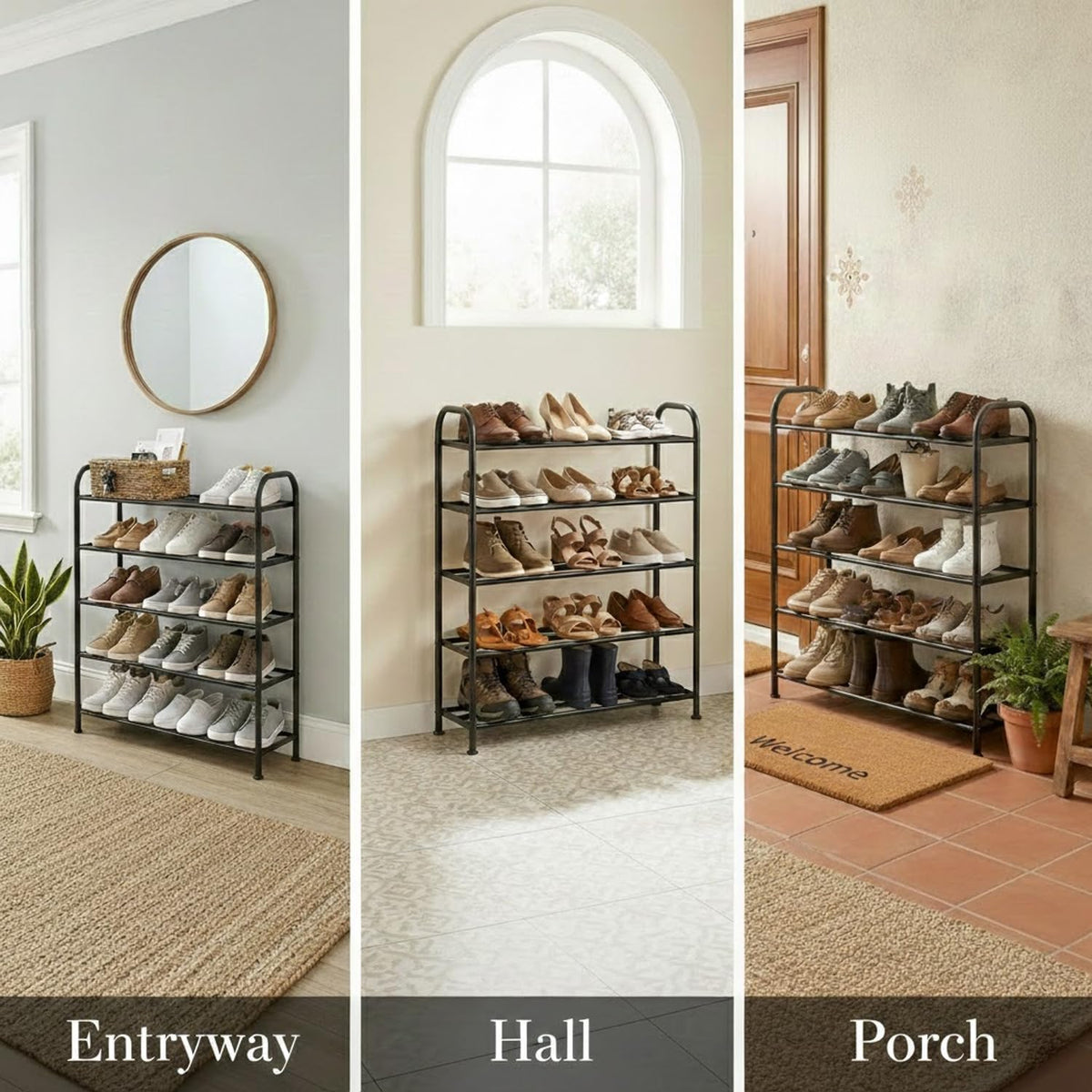 Premium 5-Tier Round Metal Shoe Rack