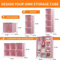Premium 12-Door 12-Shelf Kids Cartoon Design Modular Plastic Wardrobe – Pink
