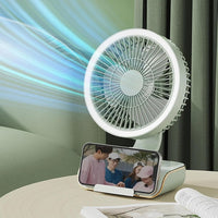 Premium 4000mAh Rechargeable Table Fan with 5-Speed Modes & LED Light – Green