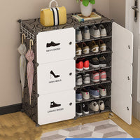 Premium 6-Door 12-Layer Double-Row Plastic Shoe Storage Cabinet | Dustproof Modular Shoe Rack | Black & White