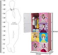 Premium 8-Door 8-Shelf Kids Modular Plastic Wardrobe Cabinet – Pink