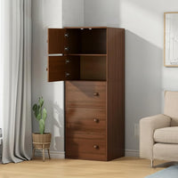 Premium Nordic Walnut 5-Layer Wooden Storage Cabinet with Doors