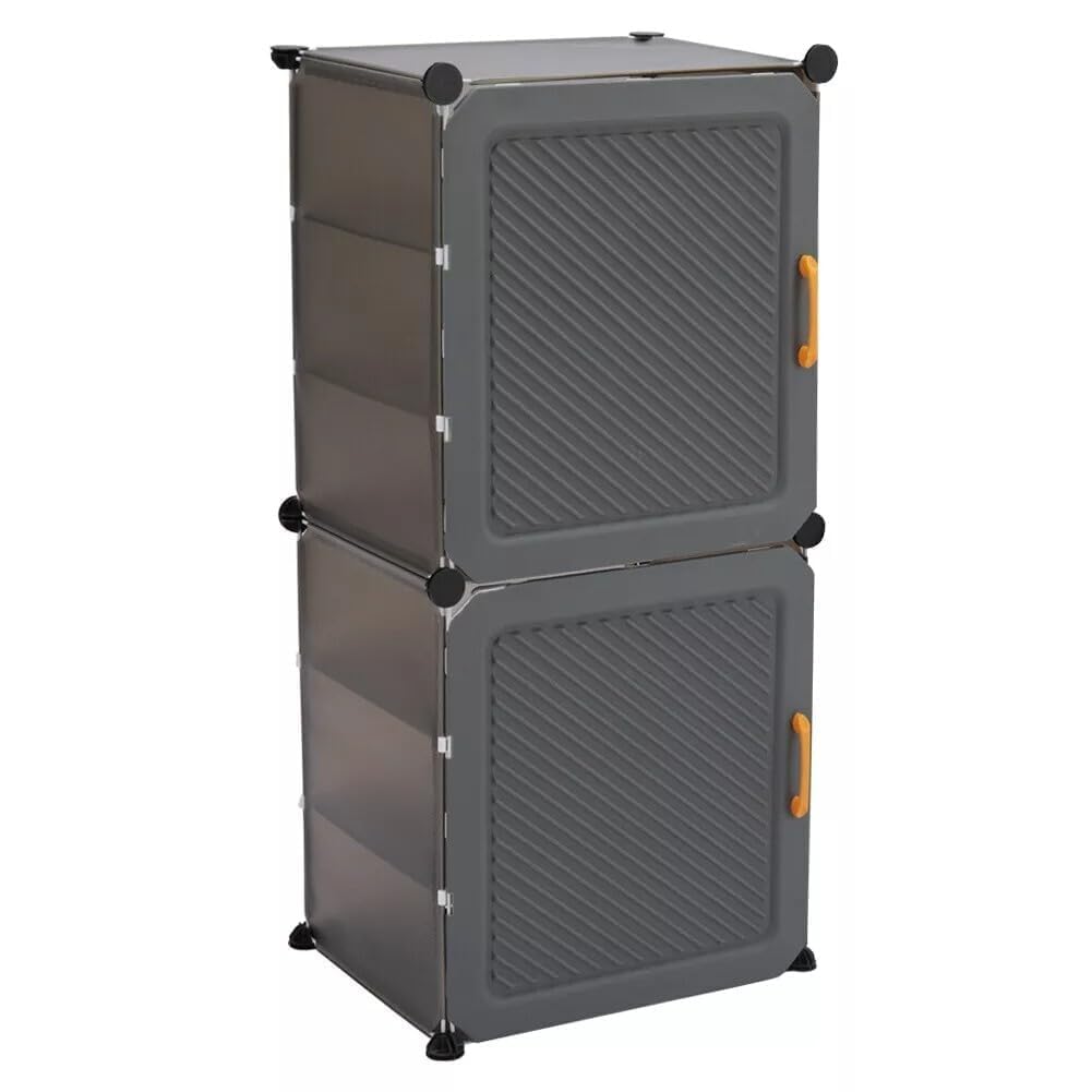 Premium 6-Layer 2-Door Plastic Shoe Storage Cabinet – Grey