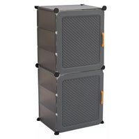 Premium 6-Layer 2-Door Plastic Shoe Storage Cabinet – Grey