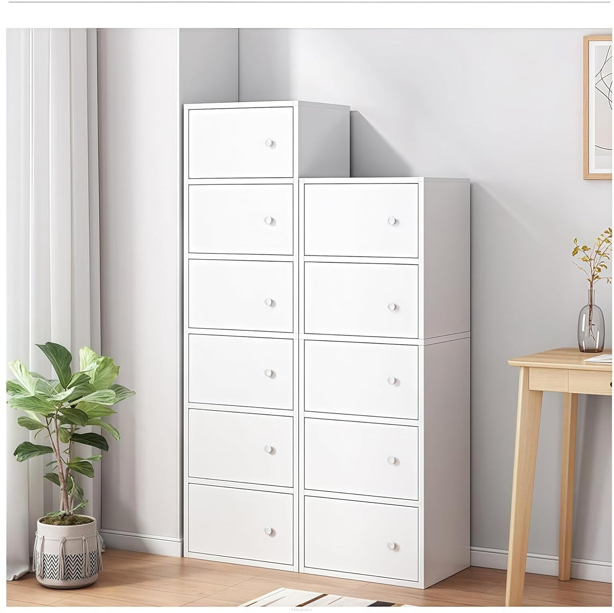 Premium Nordic White 6-Layer Wooden Storage Cabinet with Doors