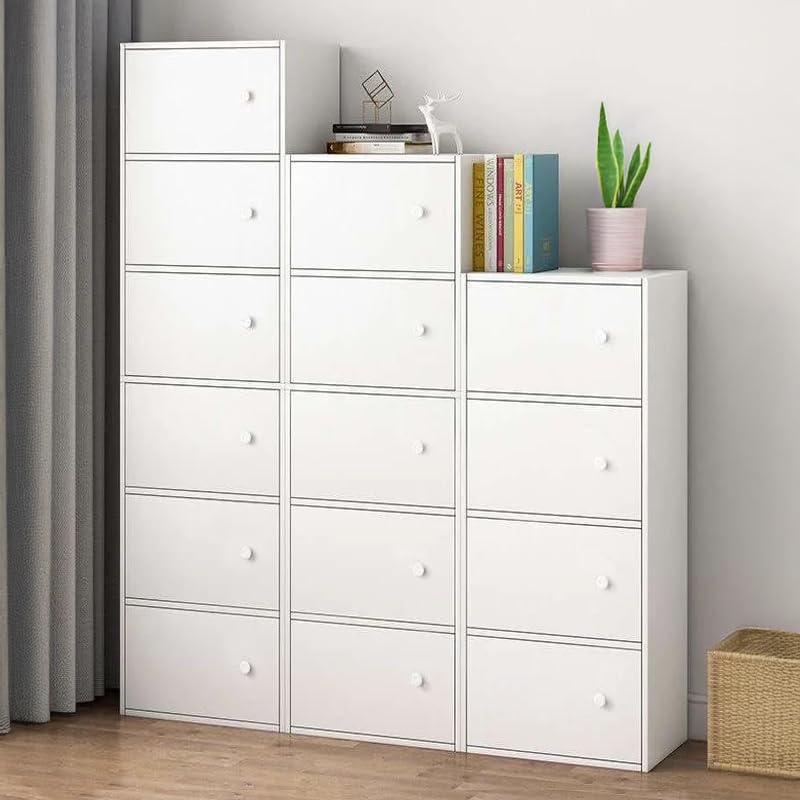 Premium Nordic White 5-Layer Wooden Storage Cabinet with Doors