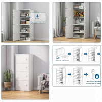 Premium Nordic White 4-Layer Wooden Storage Cabinet with Doors