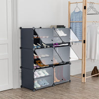 Premium 6-Door 12-Shelf Plastic Shoe Storage Cabinet | Dustproof Modular Shoe Organizer | Grey