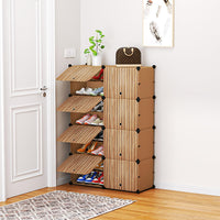 Premium 8-Door 16-Shelf Modular Plastic Shoe Storage Cabinet – Black