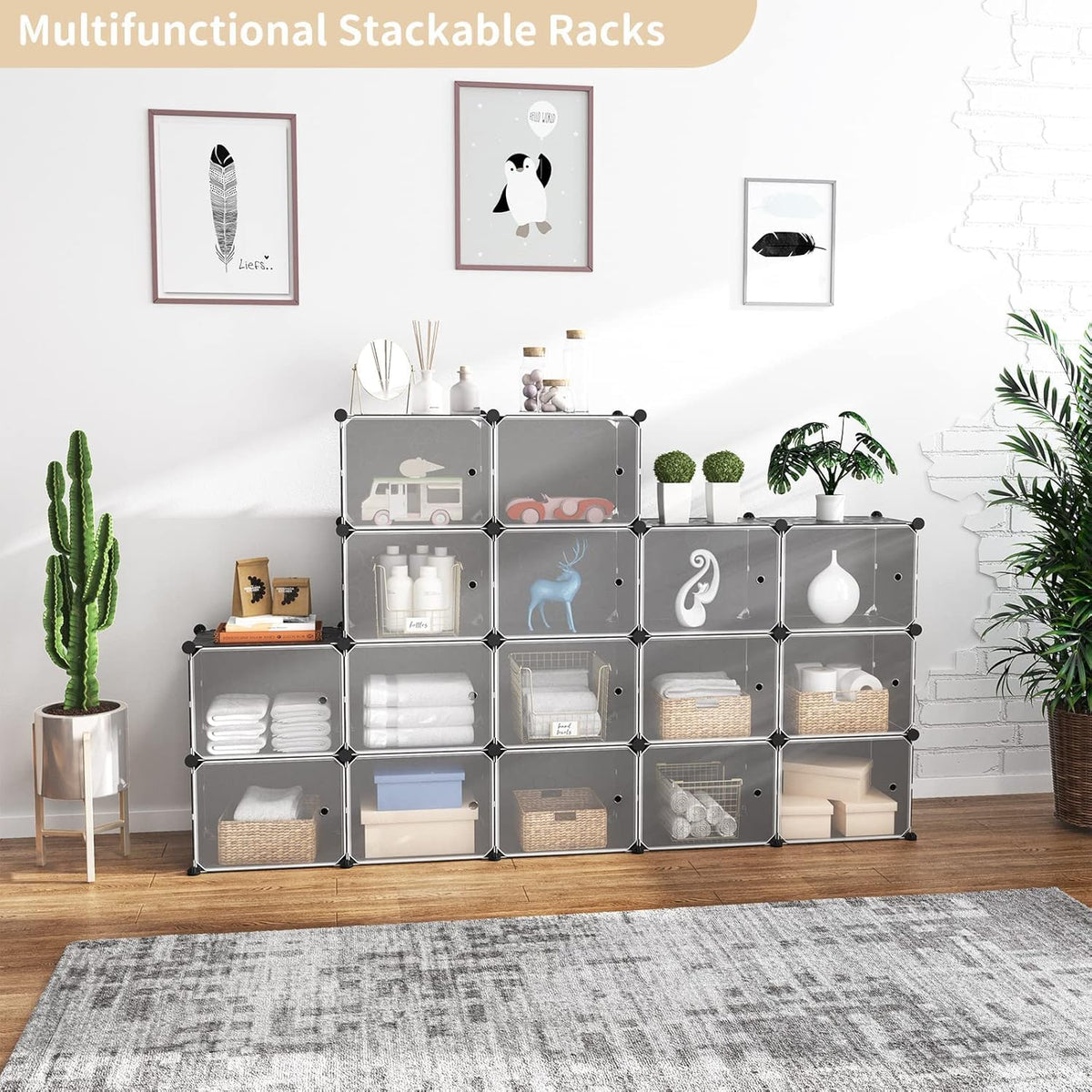 Premium 6-Door 12-Shelf Plastic Shoe Storage Cabinet | Dustproof Modular Shoe Organizer | Grey