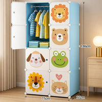 Premium 8-Door 8-Shelf Kids Modular Plastic Wardrobe Cabinet – Blue