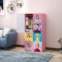 Premium 8-Door 8-Shelf Kids Modular Plastic Wardrobe Cabinet – Pink