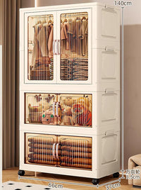 Premium 3-Layer Foldable Plastic Storage Wardrobe with Hangers – White