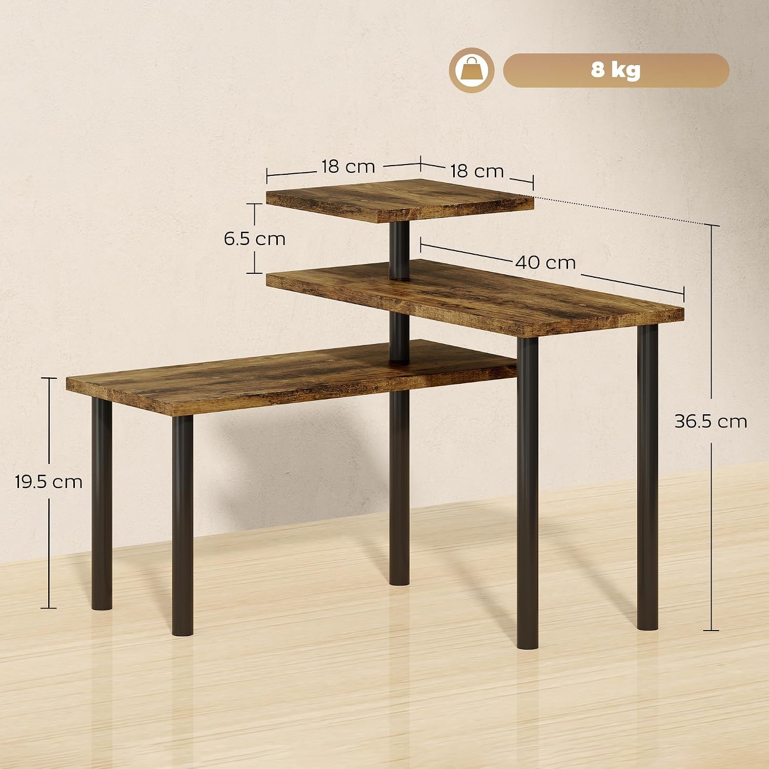 Premium 3-Tier Adjustable Corner Storage Shelf – Brown