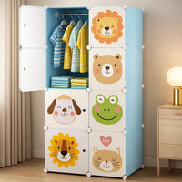 Premium 8-Door 8-Shelf Kids Modular Plastic Wardrobe Cabinet – Blue
