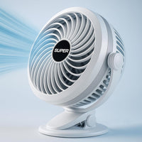 Premium 6-Inch Rechargeable Mini Clip Fan with 5-Speed Modes – White
