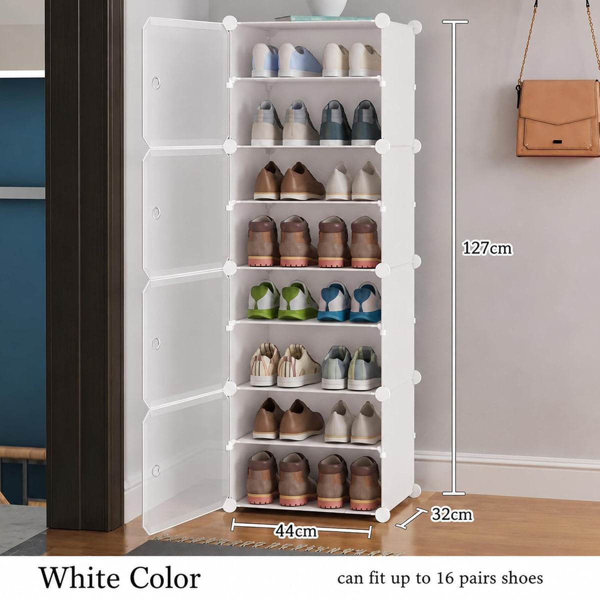 Premium 3-Door 6-Layer Plastic Shoe Storage Cabinet | Dustproof Modular Shoe Rack | White