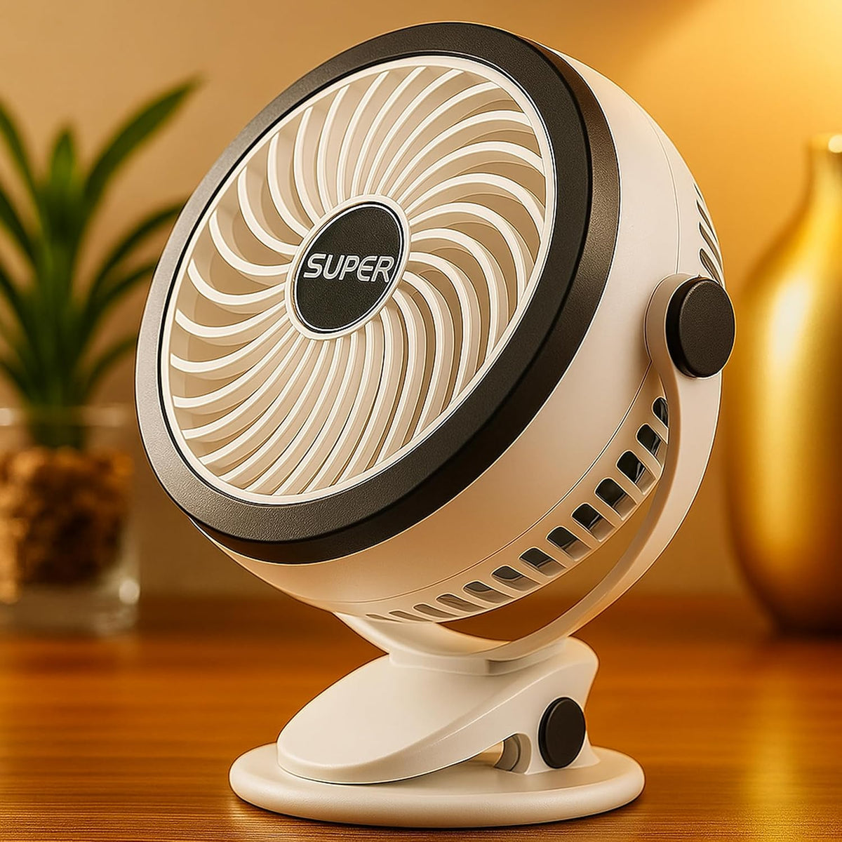 Premium 6-Inch Rechargeable Mini Clip Fan with 5-Speed Modes – Black