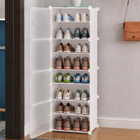Premium 3-Door 6-Layer Plastic Shoe Storage Cabinet | Dustproof Modular Shoe Rack | White