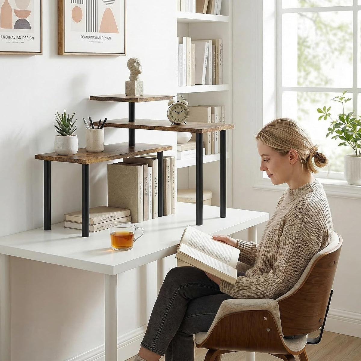 Premium 3-Tier Adjustable Corner Storage Shelf – Brown