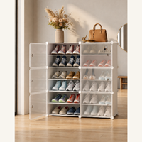 Premium 12-Shelf 6-Door Plastic Shoe Storage Cabinet – White