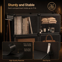 Premium 8-Door 16-Shelf Plastic Shoe Storage Cabinet | Dustproof Modular Shoe Rack | Black