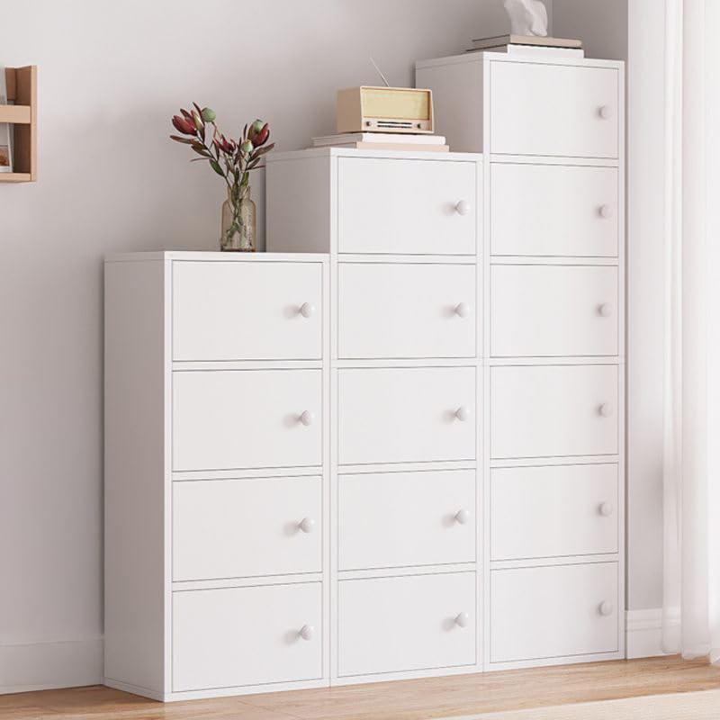 Premium Nordic White 5-Layer Wooden Storage Cabinet with Doors