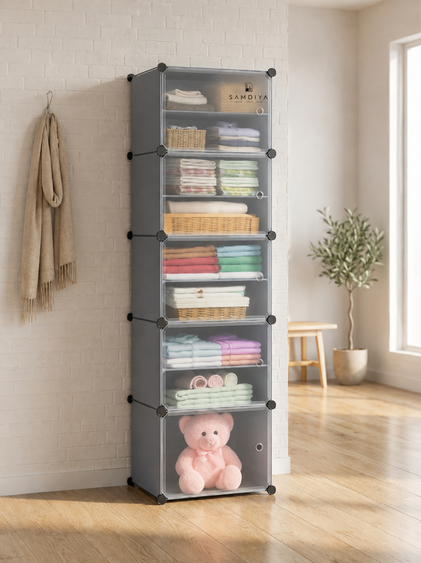 Premium 10-Layer Plastic Shoe Storage Cabinet with Doors – Grey