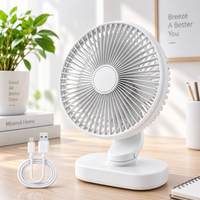 Premium 6.5-Inch Rechargeable Desk Fan with Adjustable Speed & Oscillation – White
