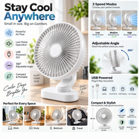 Premium 6.5-Inch Rechargeable Desk Fan with Adjustable Speed & Oscillation – White