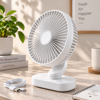 Premium 6.5-Inch Rechargeable Desk Fan with Adjustable Speed & Oscillation – White