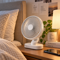 Premium 6.5-Inch Rechargeable Desk Fan with Adjustable Speed & Oscillation – White