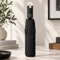 Premium Round Clip Folding Umbrella – Black
