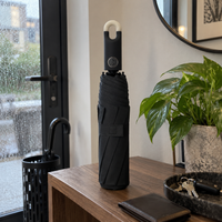 Premium Round Clip Folding Umbrella – Black
