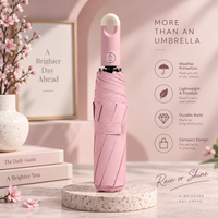 Premium Round Clip Folding Umbrella – Pink