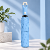 Premium Round Clip Folding Umbrella – Sky Blue