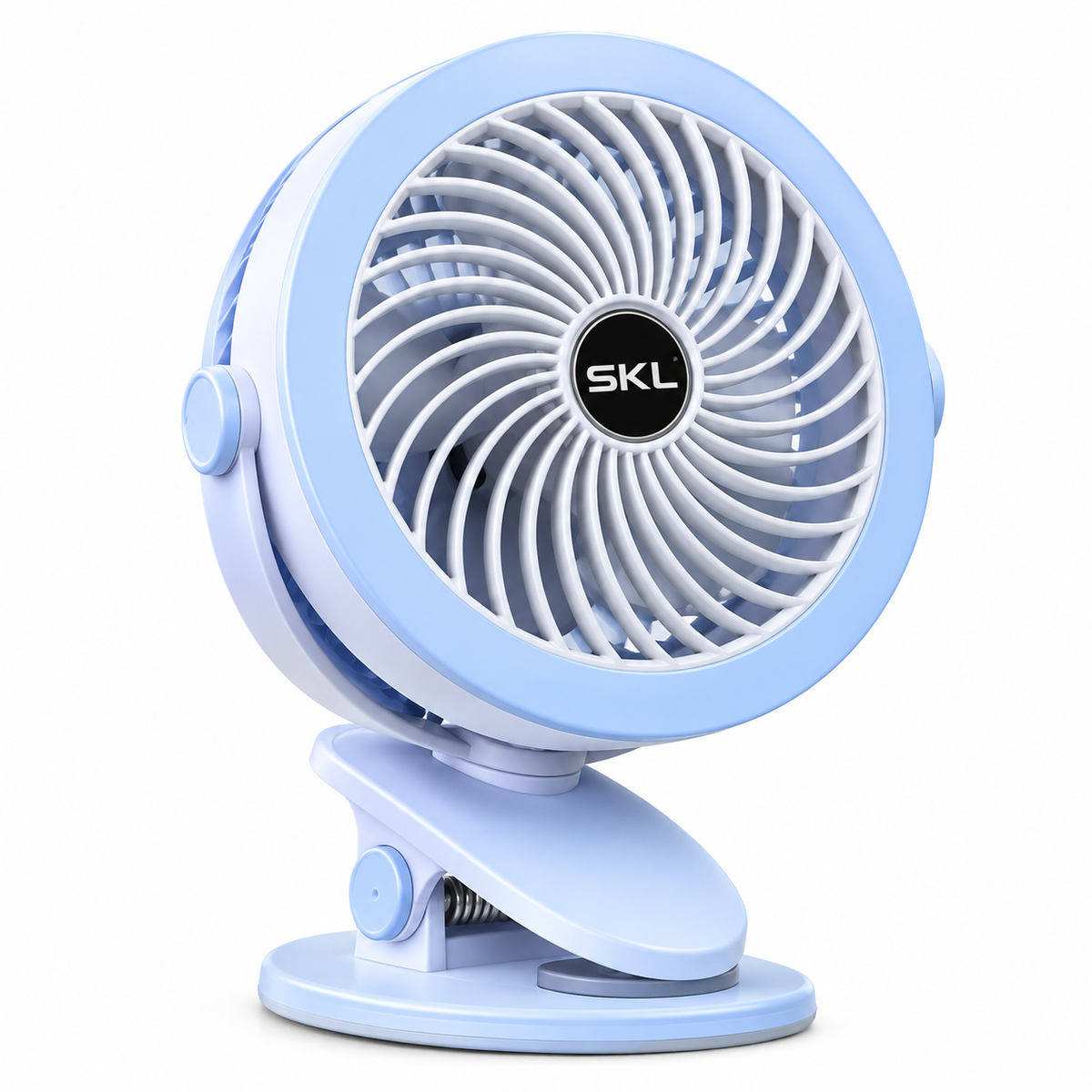 Premium 6-Inch Rechargeable Mini Clip Fan with 5-Speed Modes – Blue