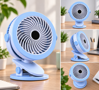 Premium 6-Inch Rechargeable Mini Clip Fan with 5-Speed Modes – Blue