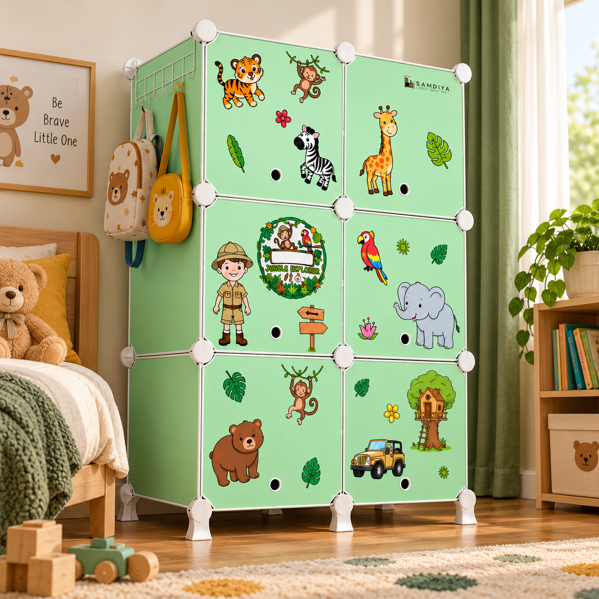 SAMDIYA 6 Door 12 Shelf Kids Wardrobe HS3 - in kids room
